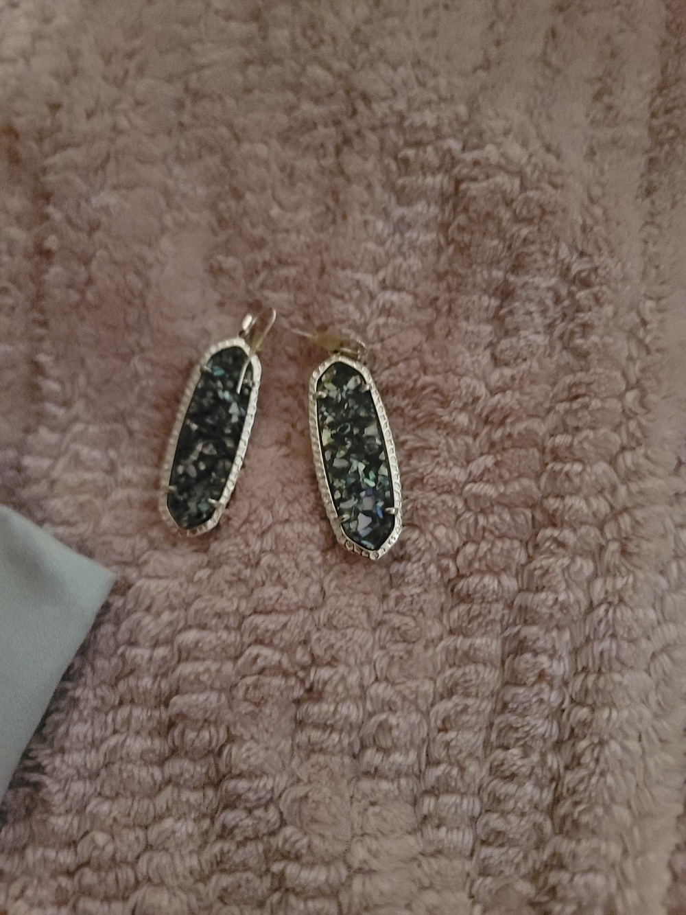 Kendra Scott Black Iridescent Druzy Gold Frame Drop Earrings